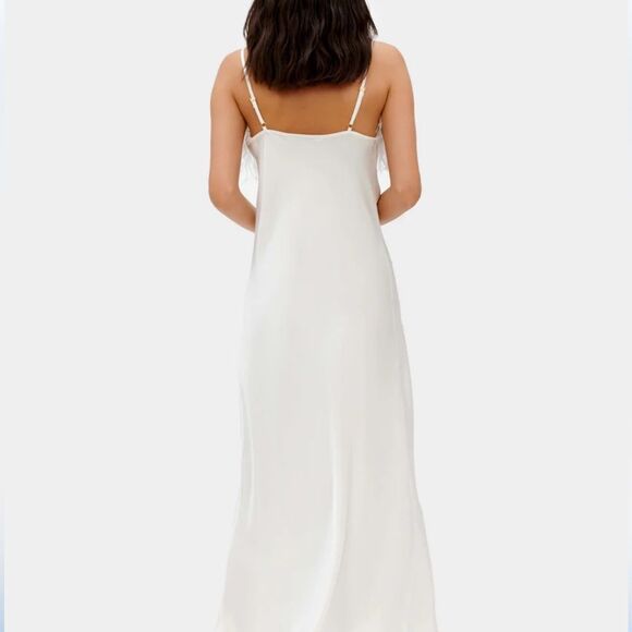 SLEEPER Boheme Feather-trimmed Midi Slip Dress in Ecovero White - Picture 10 of 11